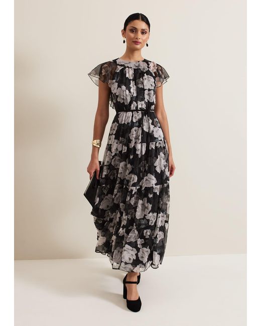 Phase Eight Natural Jordine Floral Print Midaxi Dress