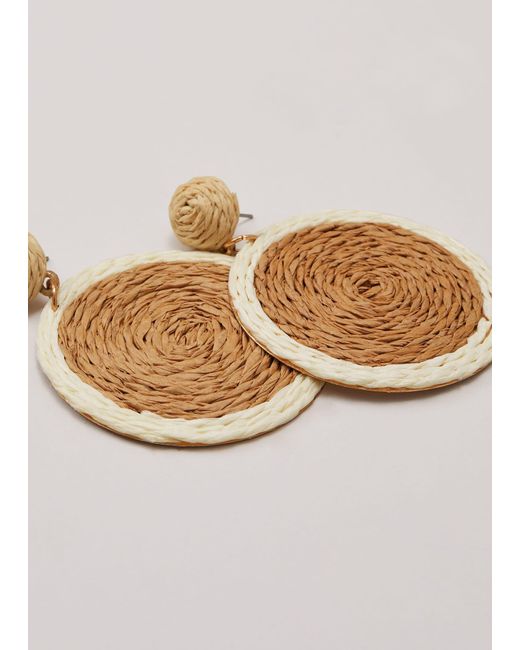 Phase Eight Natural 's Raffia Oversized Circular Earring