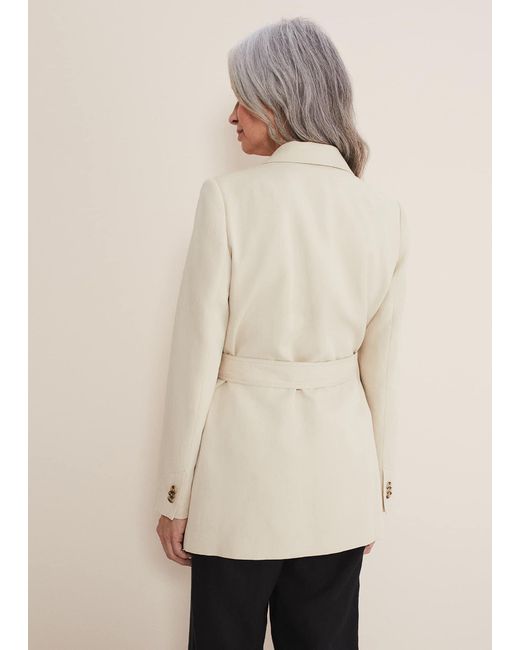 Phase Eight Natural Inessa Linen Belted Blazer