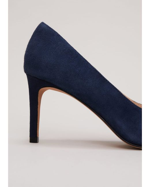 Phase Eight Blue 's Suede Bow Front Court Shoe