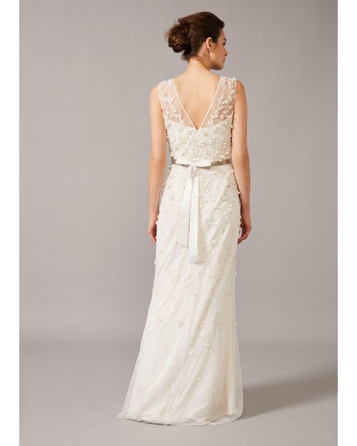 Phase Eight White Frida Sleeveless Applique Wedding Dress