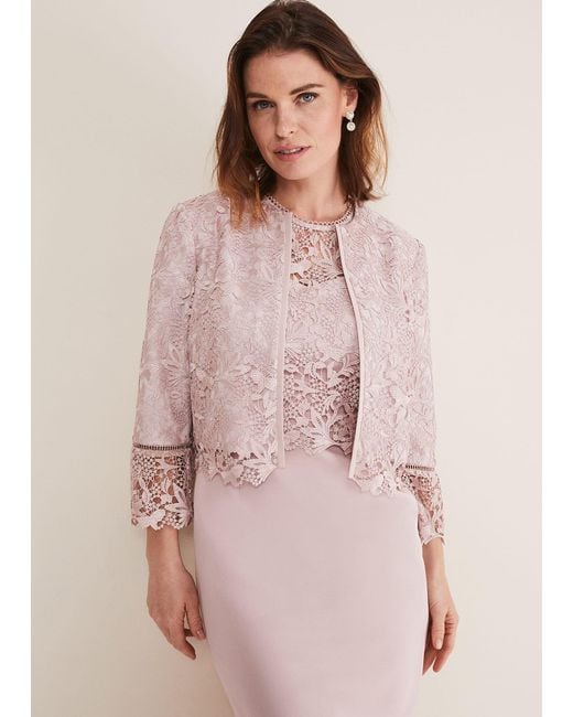 Phase Eight Pink Isabella Lace Jacket