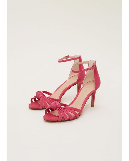 Phase Eight Pink Suede Open Toe Heels