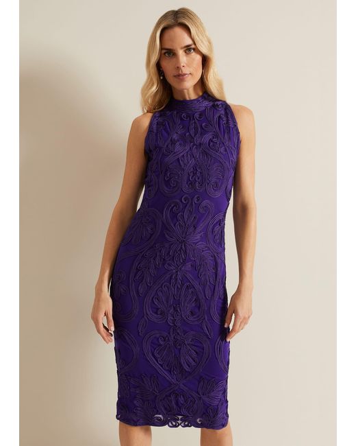 Phase Eight Purple 's Andrea Tapework Dress