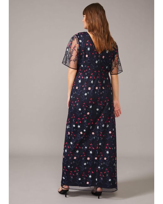Phase Eight Blue Emily Embroidered Maxi Dress