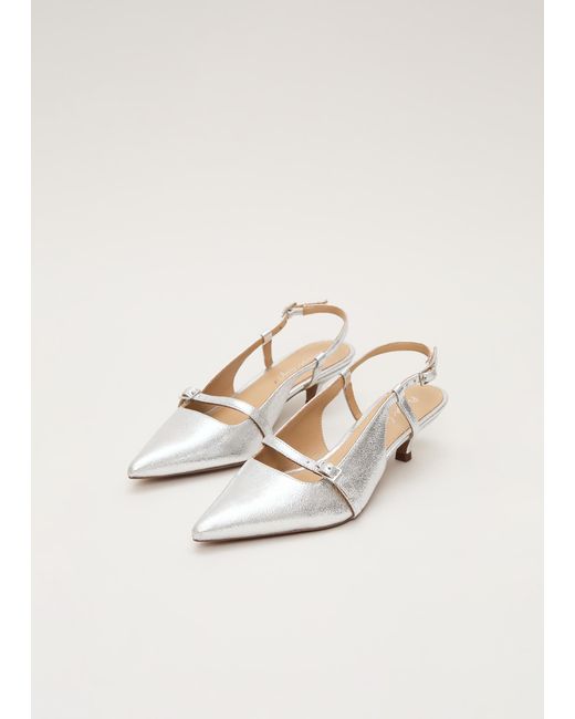Phase Eight White Strap Front Kitten Heel Shoes