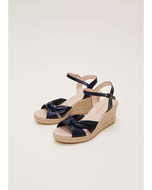 Phase Eight Natural Leather Knot Front Espadrilles