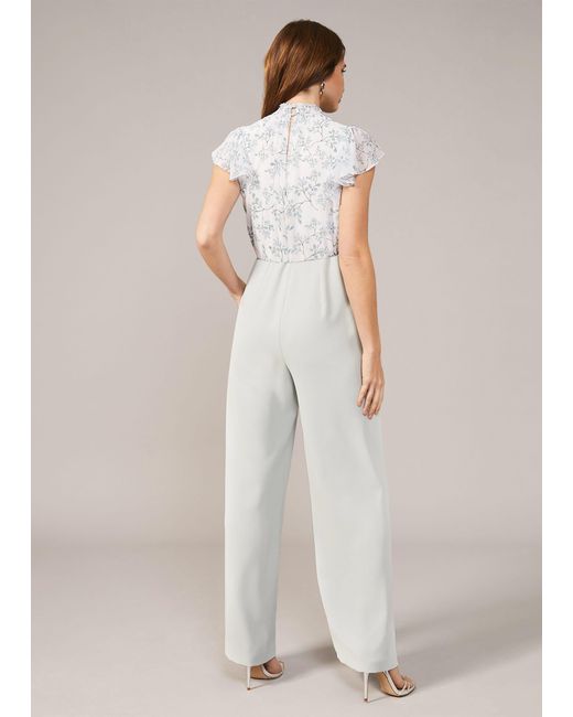 Phase Eight White Fran Wide Leg Floral Print Bodice Jumpsuit