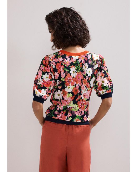 Phase Eight Red Mel Printed Knit T-Shirt