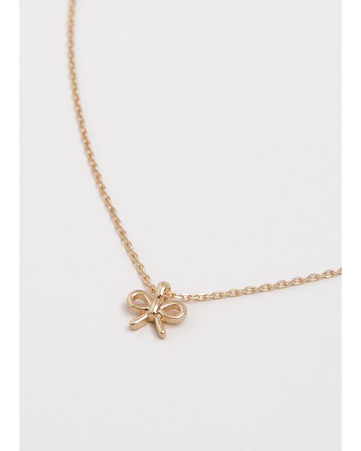 Phase Eight White Delicate Bow Charm Necklace