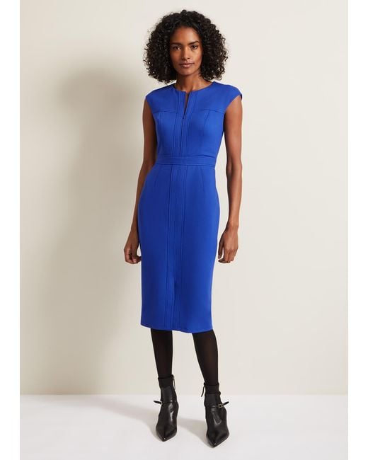 Phase Eight Blue Karmie Ponte Fitted Pencil Dress