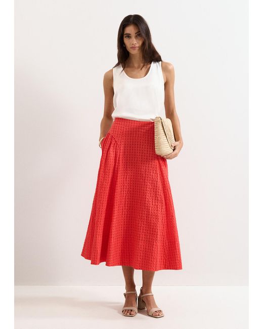 Phase Eight Red Carey Check A Line Skirt