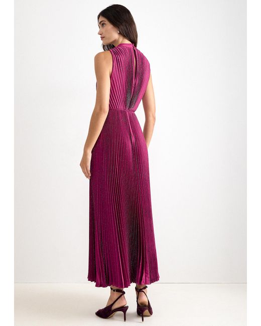 Phase Eight Red Simara Glitter Pleated Maxi Dress