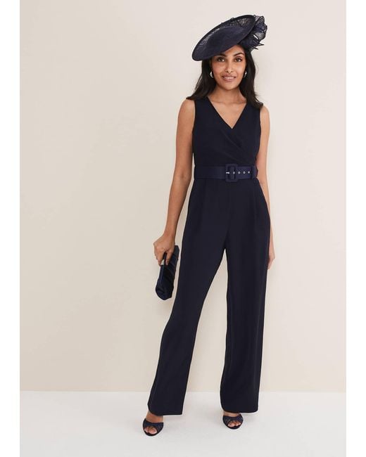 Phase Eight Blue 's Petite Lissia Navy Wide Leg Jumpsuit