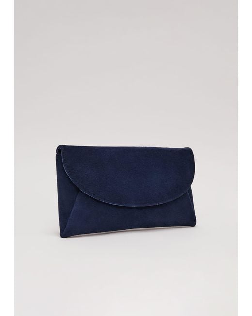 Phase Eight Blue 's Suede Clutch Bag