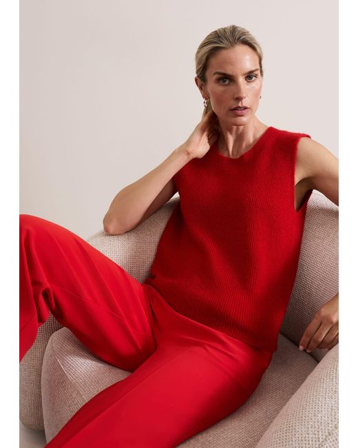 Phase Eight Red Daniella Mohair Knitted Tank