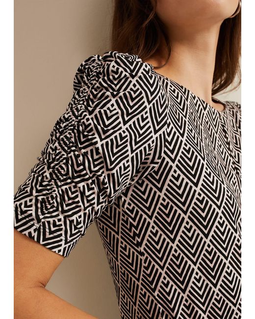 Phase Eight Gray 's Evelyn Geo Print Top