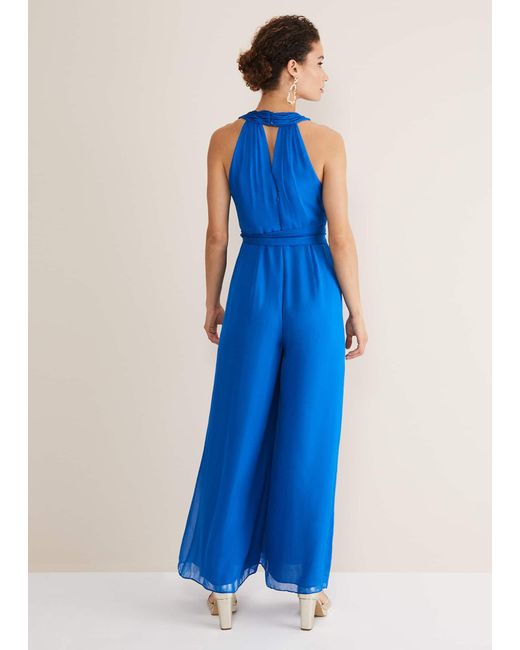 Phase Eight Blue Susanna Silk Jumpsuit
