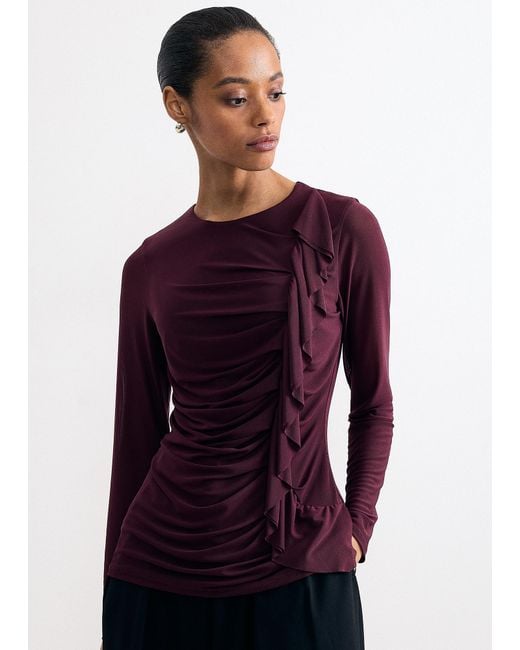 Phase Eight Purple Kate Ruffle Mesh Top