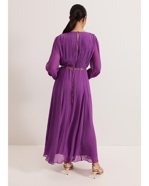 Phase Eight Purple Petite Amal Pleated Bodice Maxi Dress