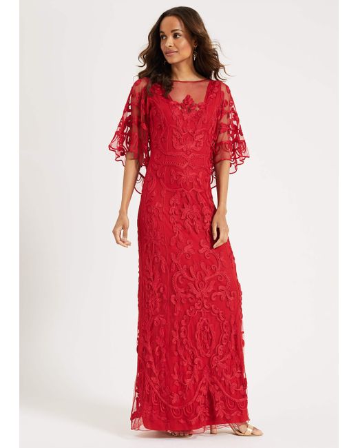 Phase Eight Red Aviana Tapework Lace Maxi Dress