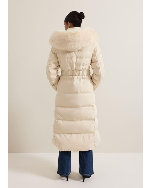 Phase Eight Natural Dixie Long Fur Hood Puffer