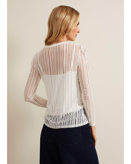 Phase Eight Natural Loraine Linear Burnout Top