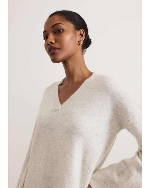 Phase Eight Natural Olivia V Neck Alpaca Jumper