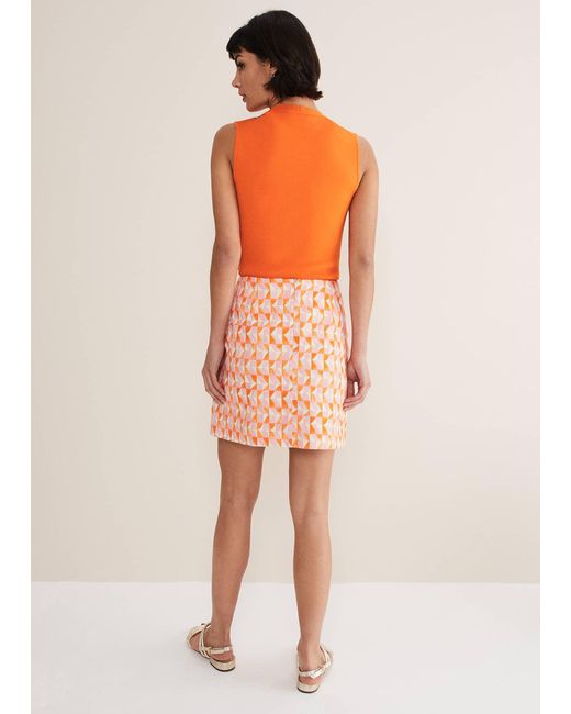 Phase Eight Orange Elysia Geo Mini Skirt
