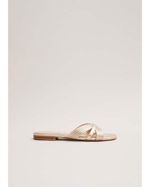 Phase Eight Natural Leather Flat Slider Sandal