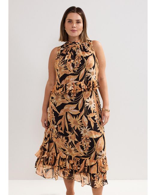 Phase Eight Natural Alma Printed Double Layer Dress
