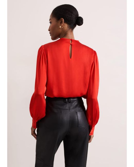 Phase Eight Red Danica Satin Drape Top