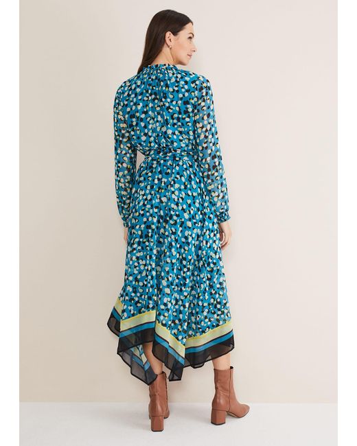 Phase Eight Blue Juno Border Hem Midi Dress