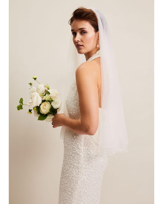 Phase Eight White 's Short Double Tier Veil