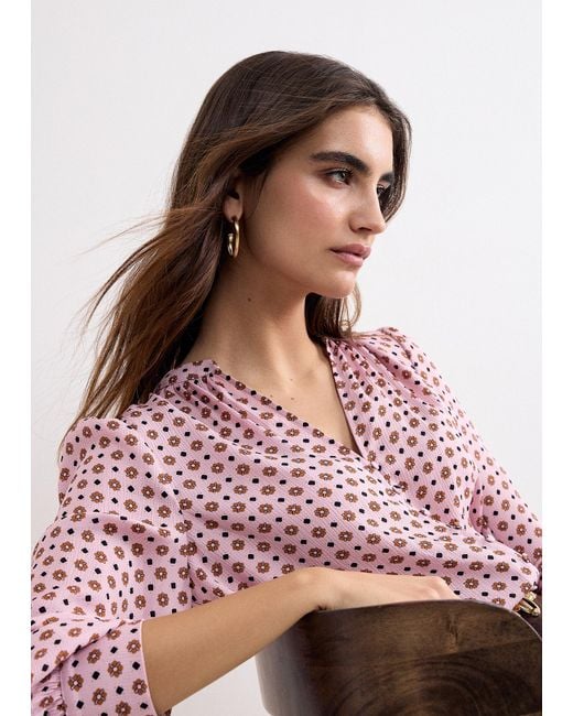 Phase Eight Pink Arabella Long Sleeve Printed Blouse