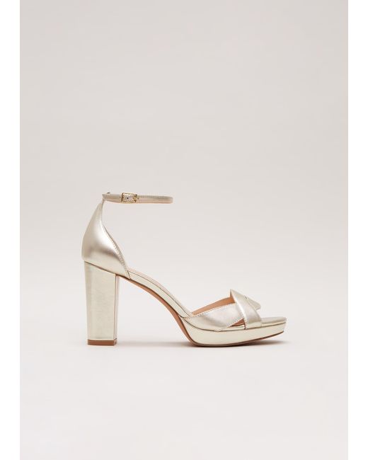Phase Eight Natural 's Leather Crossover Platform Sandal