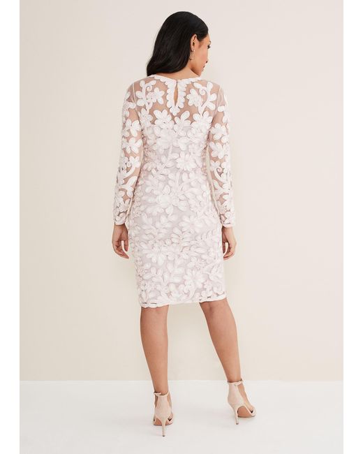 Phase Eight Natural Petite Annika Tapework Dress