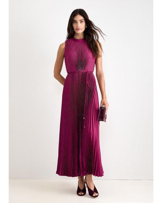 Phase Eight Red Simara Glitter Pleated Maxi Dress