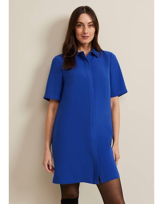 Phase Eight Blue 's Cara Button Through Tunic Dress