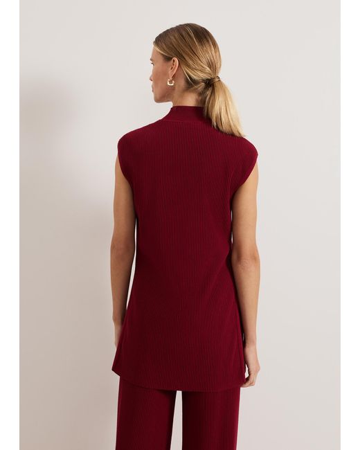 Phase Eight Red Lori Ribbed Knitted Tunic Top