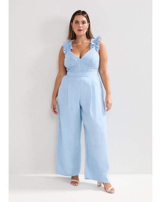 Phase Eight Blue Moira Ruffle Sleeve Jumpsuit