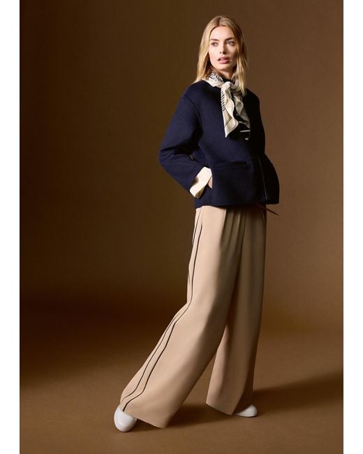 Phase Eight Blue Petite Skye Pull On Side Stripe Trousers