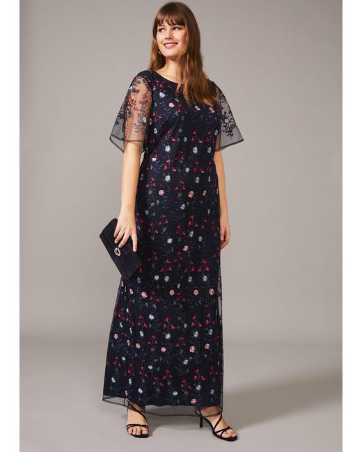 Phase Eight Blue Emily Embroidered Maxi Dress