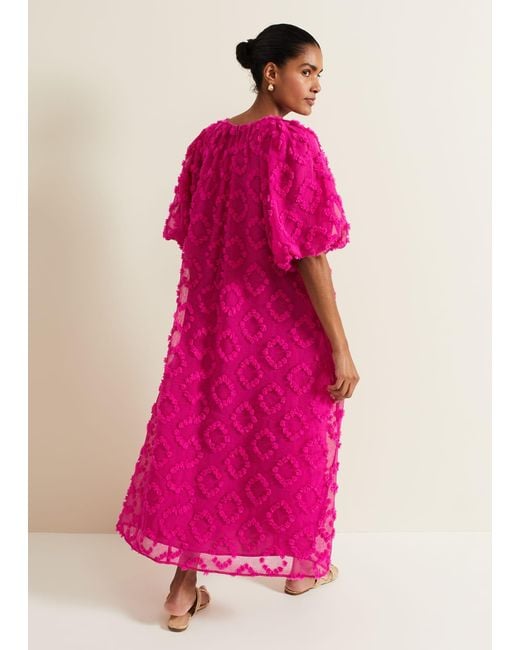 Phase Eight 's Bella Pink Textured Midi Dresss