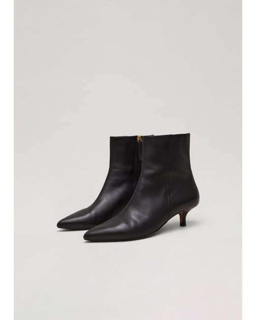 Phase Eight Black Leather Kitten Heel Boot