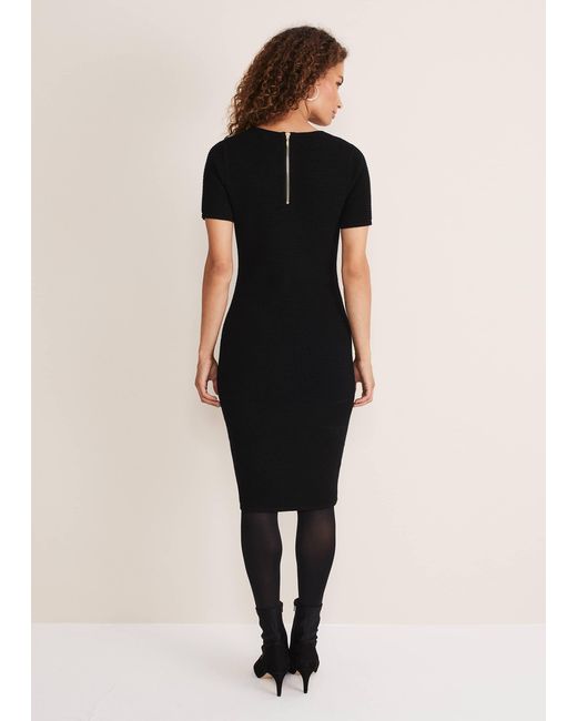 Phase Eight Black Elsa Ribbed Short Sleeve T-Shirt Dress