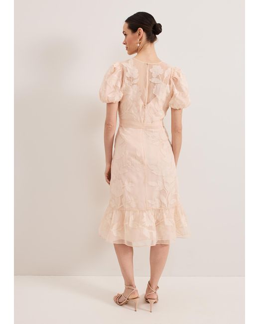 Phase Eight Natural Chrissie Embriodered Floral Wrap Dress