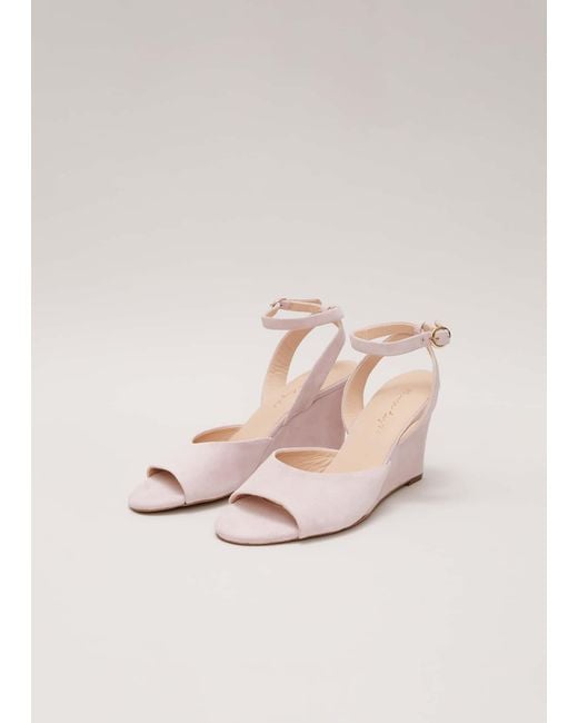 Phase Eight Pink Ankle Strap Peep Toe Wedge