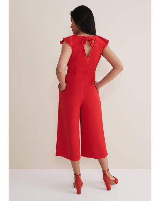 Phase Eight Red Petite Nicky Ruffle Jumpsuit