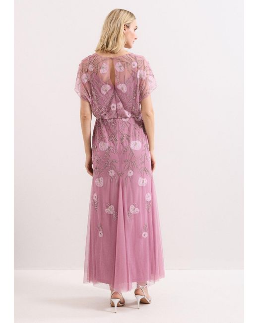 Phase Eight Pink Priya Beaded Maxi Dress